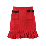 Colette Jacket & Skirt Set - Striking Knit - Tailored Fit - Accents - Decorative Bows - Flared Hem
