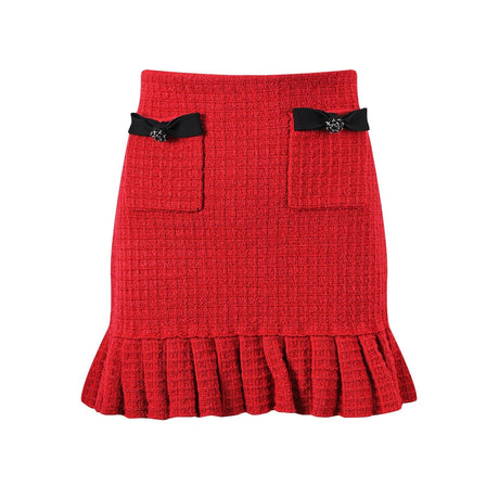 Colette Jacket & Skirt Set - Striking Knit - Tailored Fit - Accents - Decorative Bows - Flared Hem