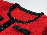 Colette Jacket & Skirt Set - Striking Knit - Tailored Fit - Accents - Decorative Bows - Flared Hem