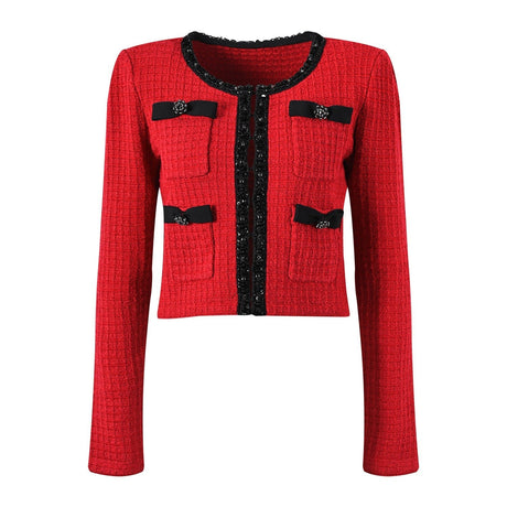 Colette Jacket & Skirt Set - Striking Knit - Tailored Fit - Accents - Decorative Bows - Flared Hem