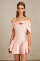 Colette Pink Shawl Satin Mini Dress