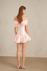Colette Pink Shawl Satin Mini Dress