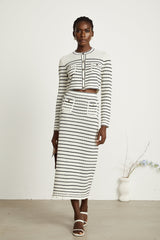 Colette pointelleknit cardigan  skirt matching set