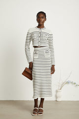 Colette pointelleknit cardigan  skirt matching set
