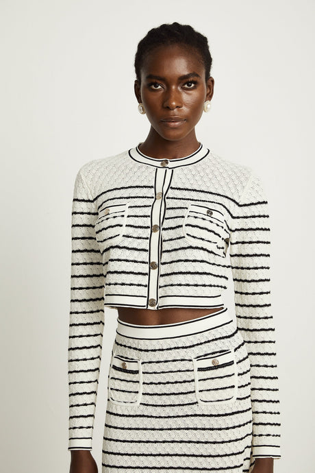 Colette pointelleknit cardigan  skirt matching set