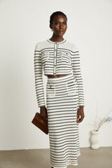 Colette pointelleknit cardigan  skirt matching set