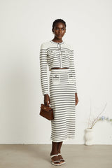 Colette pointelleknit cardigan  skirt matching set