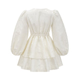 Colette white jacquard tiered mini dress