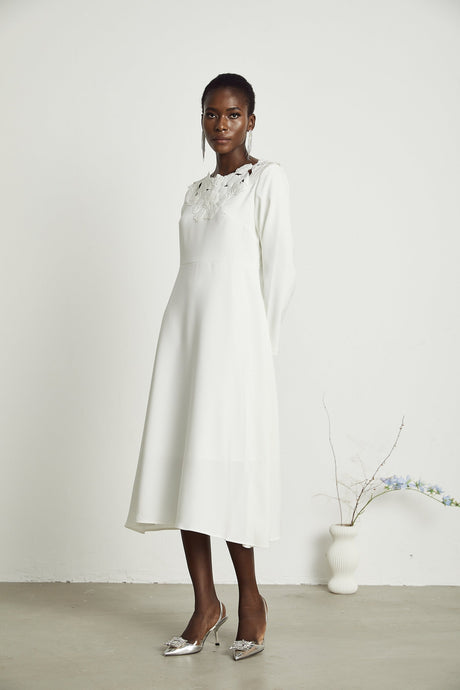 Coline floral embroidered cutout midi dress