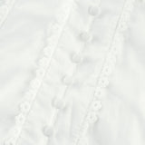 Coline Midi Dress - Soft Round Neckline - Short Puffed Sleeves - Floral Embroidery - Tiered Skirt - Semi - Sheer Style