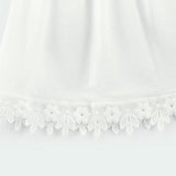 Coline Midi Dress - Soft Round Neckline - Short Puffed Sleeves - Floral Embroidery - Tiered Skirt - Semi - Sheer Style