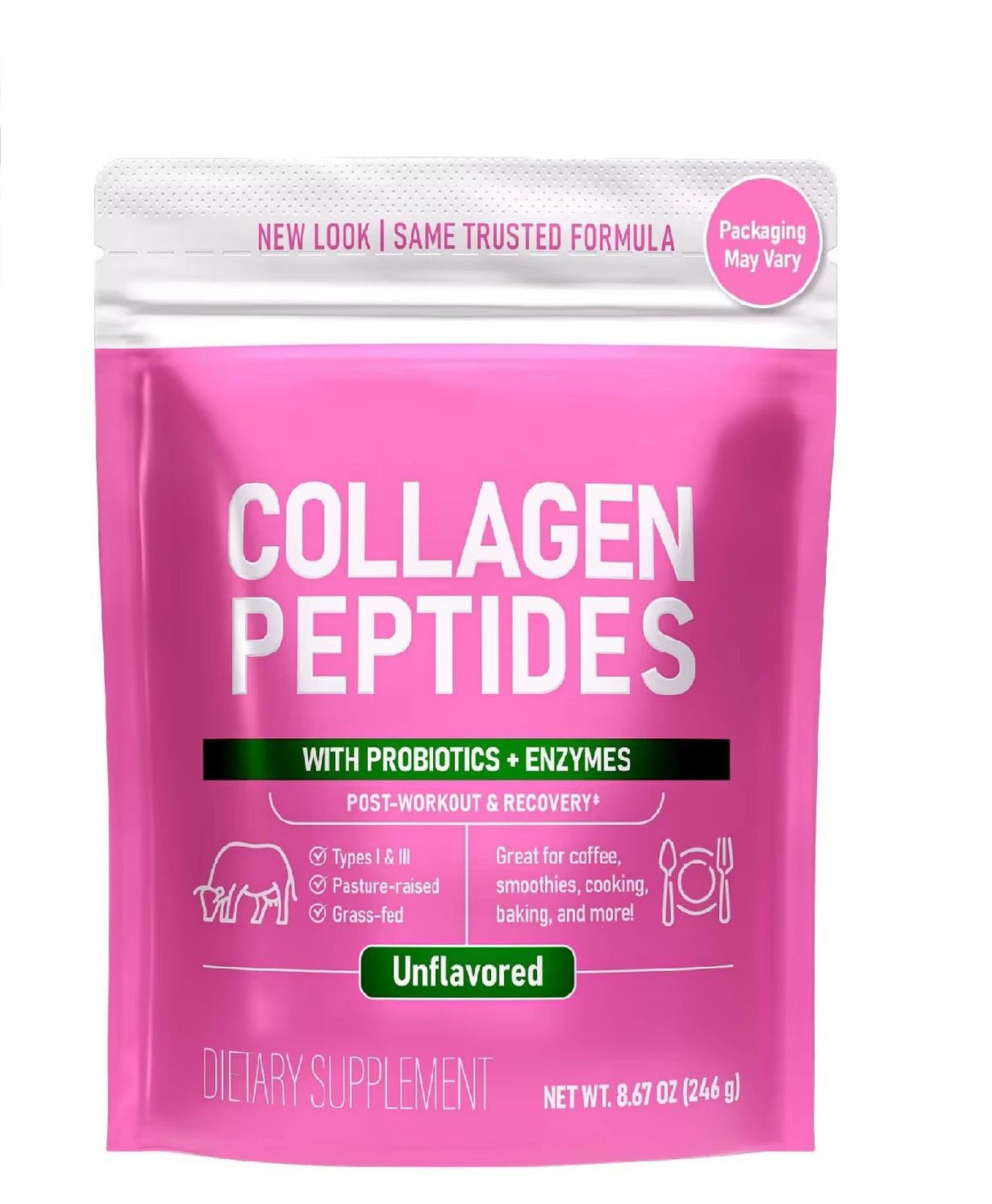 Collagen Peptides Powder – Unflavoured with Probiotics & Enzymes (8.67oz)