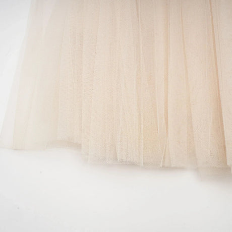 Colomba Midi Dress – Tulle Panels – Floral Appliqué – Fully Pleated