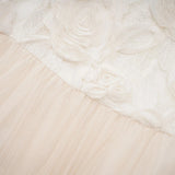 Colomba Midi Dress – Tulle Panels – Floral Appliqué – Fully Pleated
