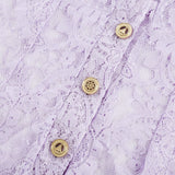 Colomba Skirt & Top Set - Lace Embroidery - Notched Lapels - Faux - Flower Embellishment - Mini Length