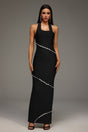 Concetta Black Halter Neckline Embellished Formal Dress