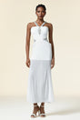 Concetta White Maxi Dress Strapless Neckline Elegant Special Occasions Lightweight Fabric Embellishments