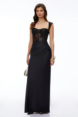 Cora Black Sweetheart Sleeveless Maxi Dress