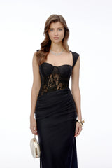 Cora Black Sweetheart Sleeveless Maxi Dress
