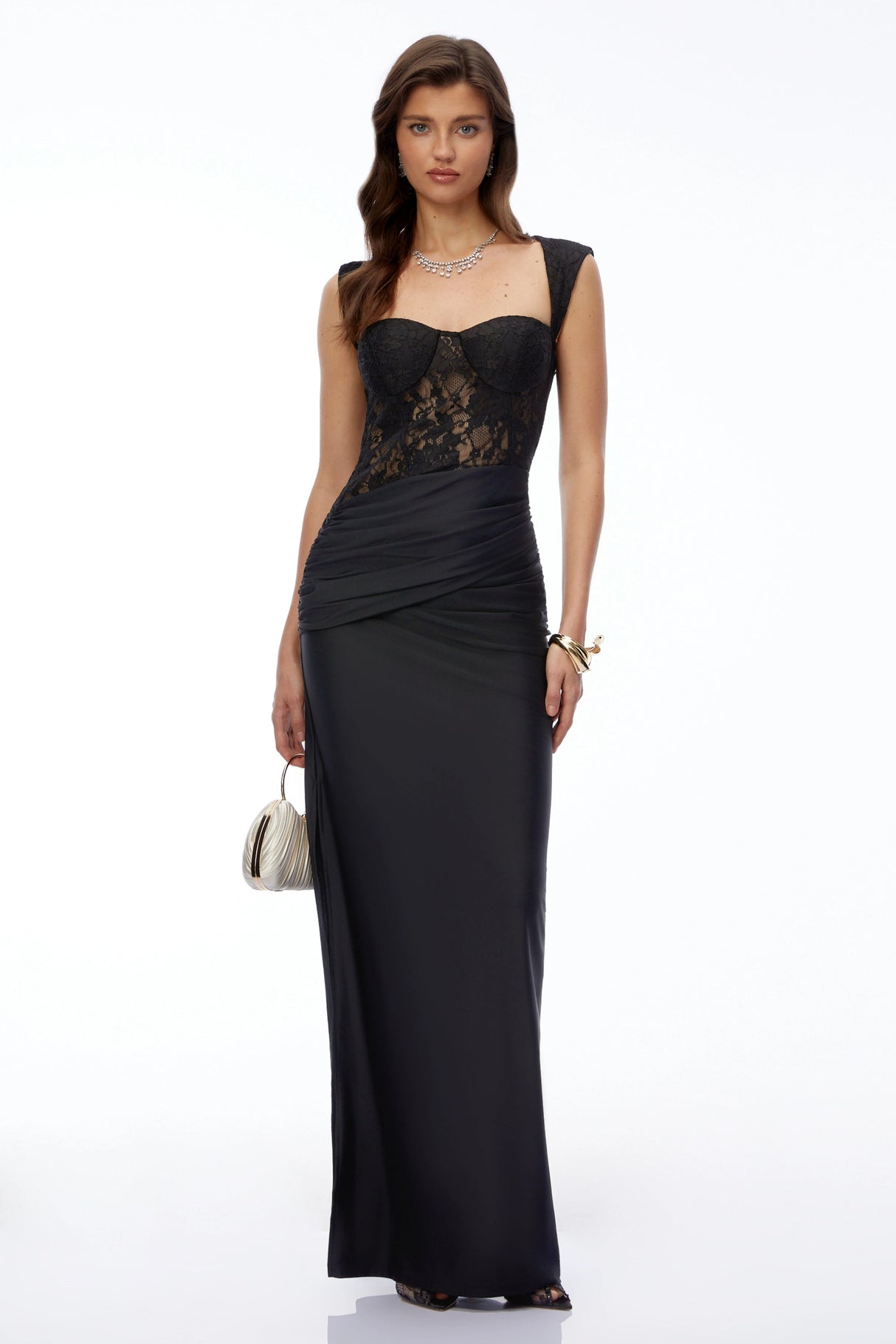 Cora Black Sweetheart Sleeveless Maxi Dress