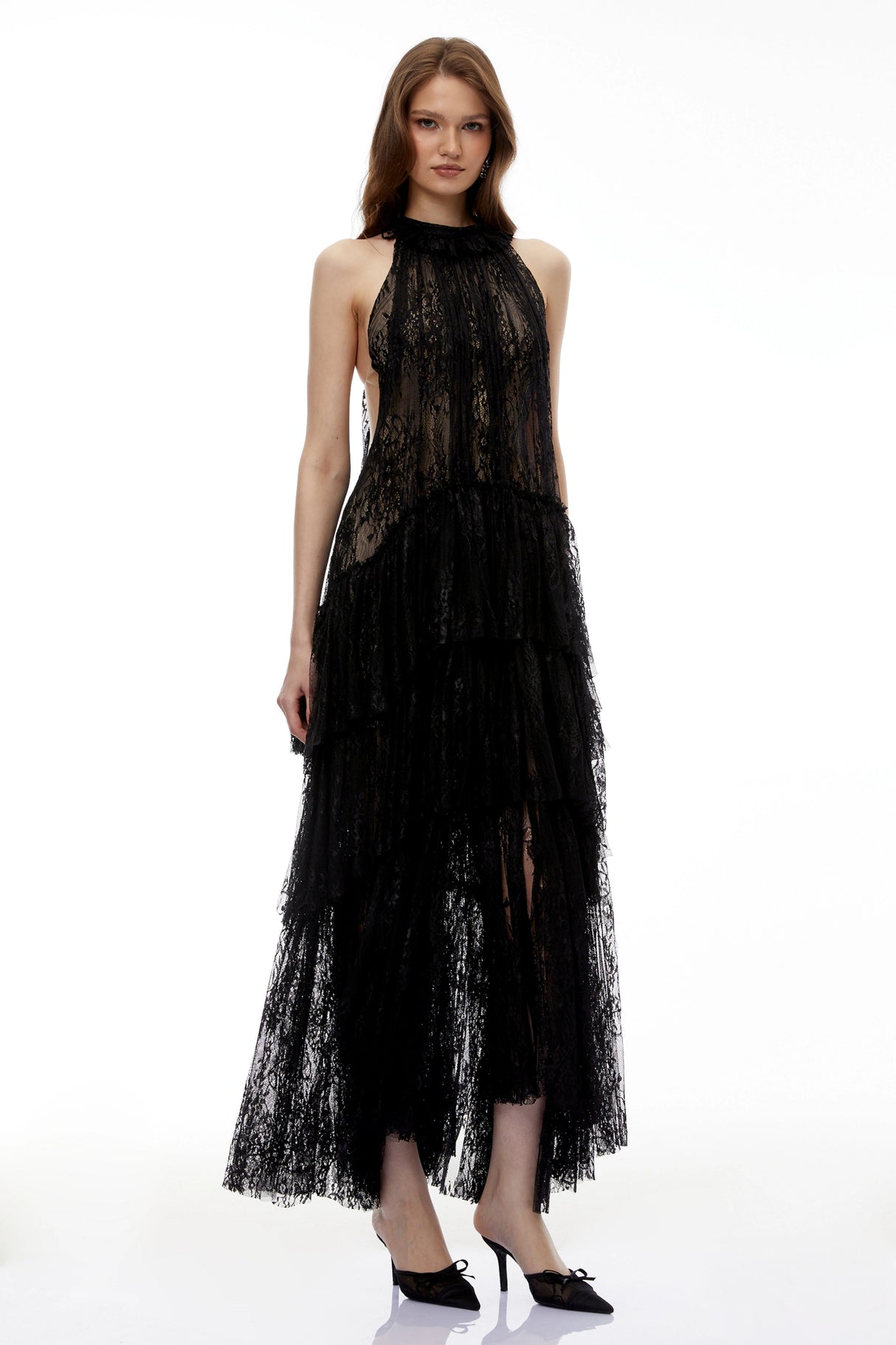 Coralie Black Floral Lace Maxi Dress
