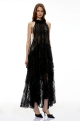 Coralie Black Floral Lace Maxi Dress