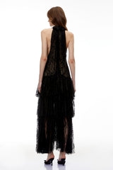 Coralie Black Floral Lace Maxi Dress