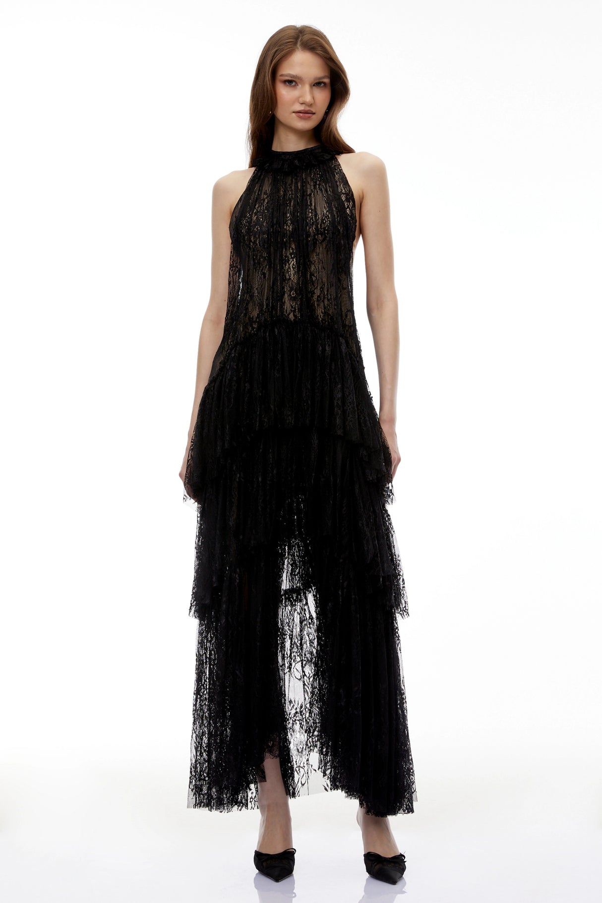 Coralie Black Floral Lace Maxi Dress