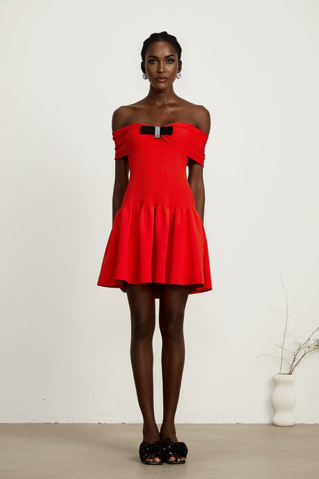 Coralie bowdetail knitted mini dress