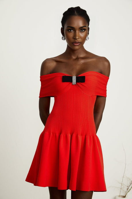 Coralie bowdetail knitted mini dress