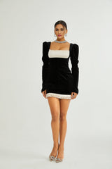 Coralie longsleeved velvet mini dress