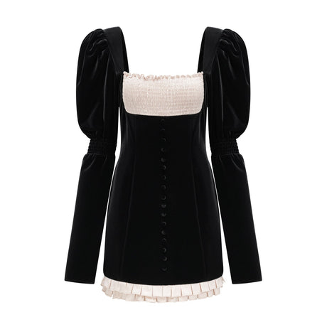 Coralie longsleeved velvet mini dress