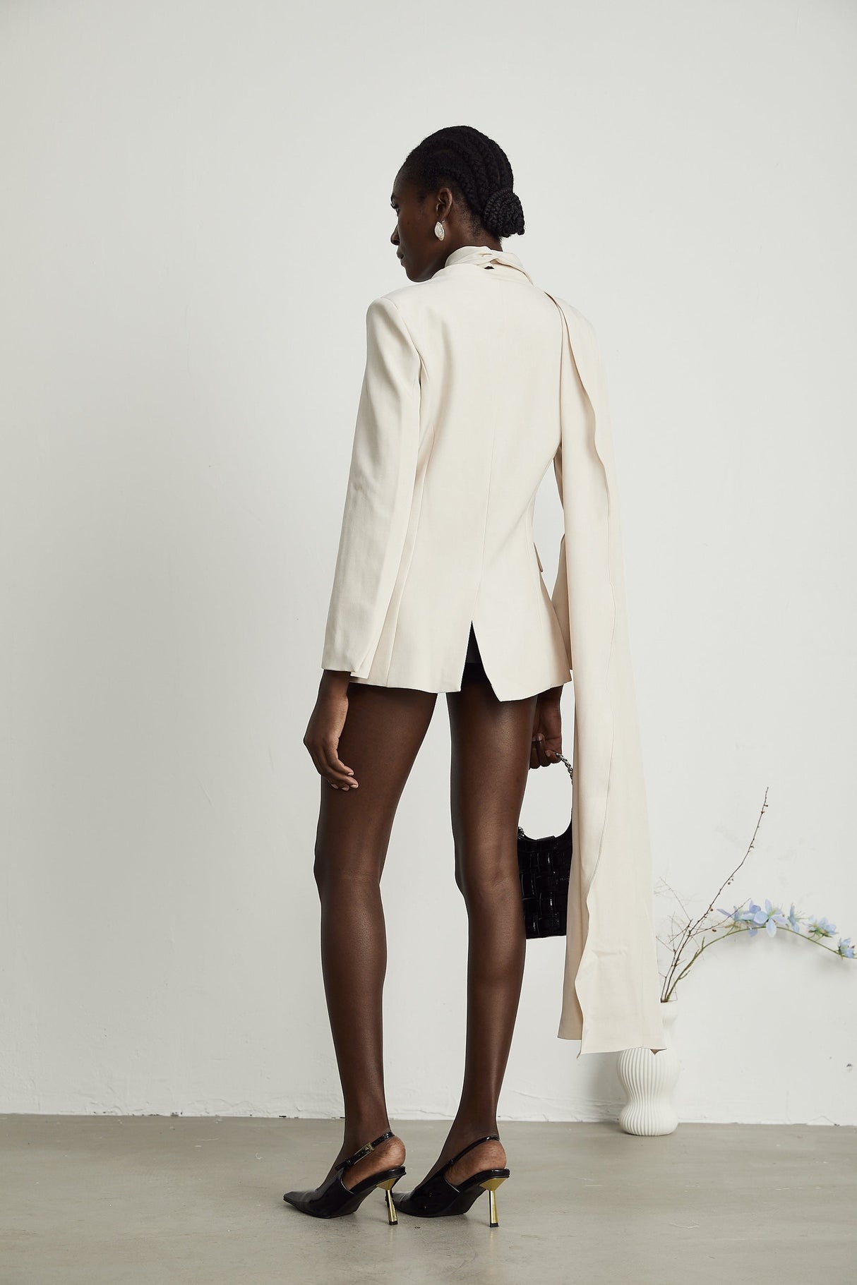 Coralie shawldetailed jacket in Neutrals