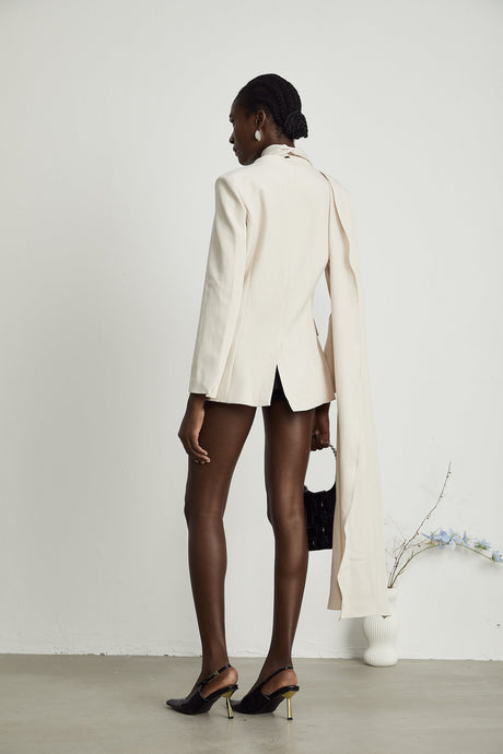 Coralie shawldetailed jacket in Neutrals