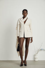 Coralie shawldetailed jacket in Neutrals