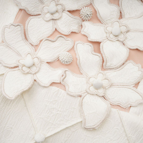Coralie white petaldetail buttoned mini dress