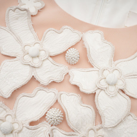 Coralie white petaldetail buttoned mini dress