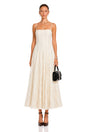 Coralie White Pleated Lace Midi Dress