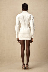 Coraline Mini Dress - Long Sleeve Buttoned Cuffs - Cinched Waist