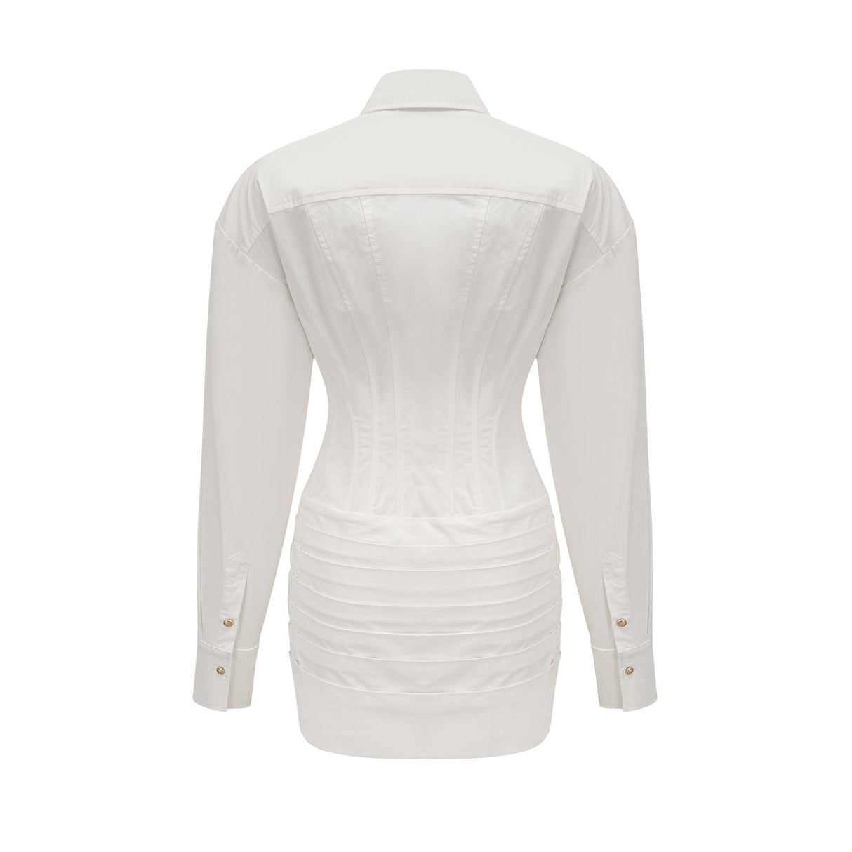 Coraline Mini Dress - Long Sleeve Buttoned Cuffs - Cinched Waist