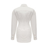 Coraline Mini Dress - Long Sleeve Buttoned Cuffs - Cinched Waist