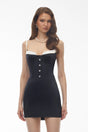 Cordelia Black Bodycon Mini Dress with Decorative Buttons