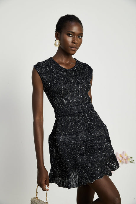Cordelia sequinembellished tiered mini dress