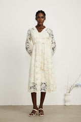 Corinna Midi Dress – Paisley Pattern – V - Neck – Tied Waist