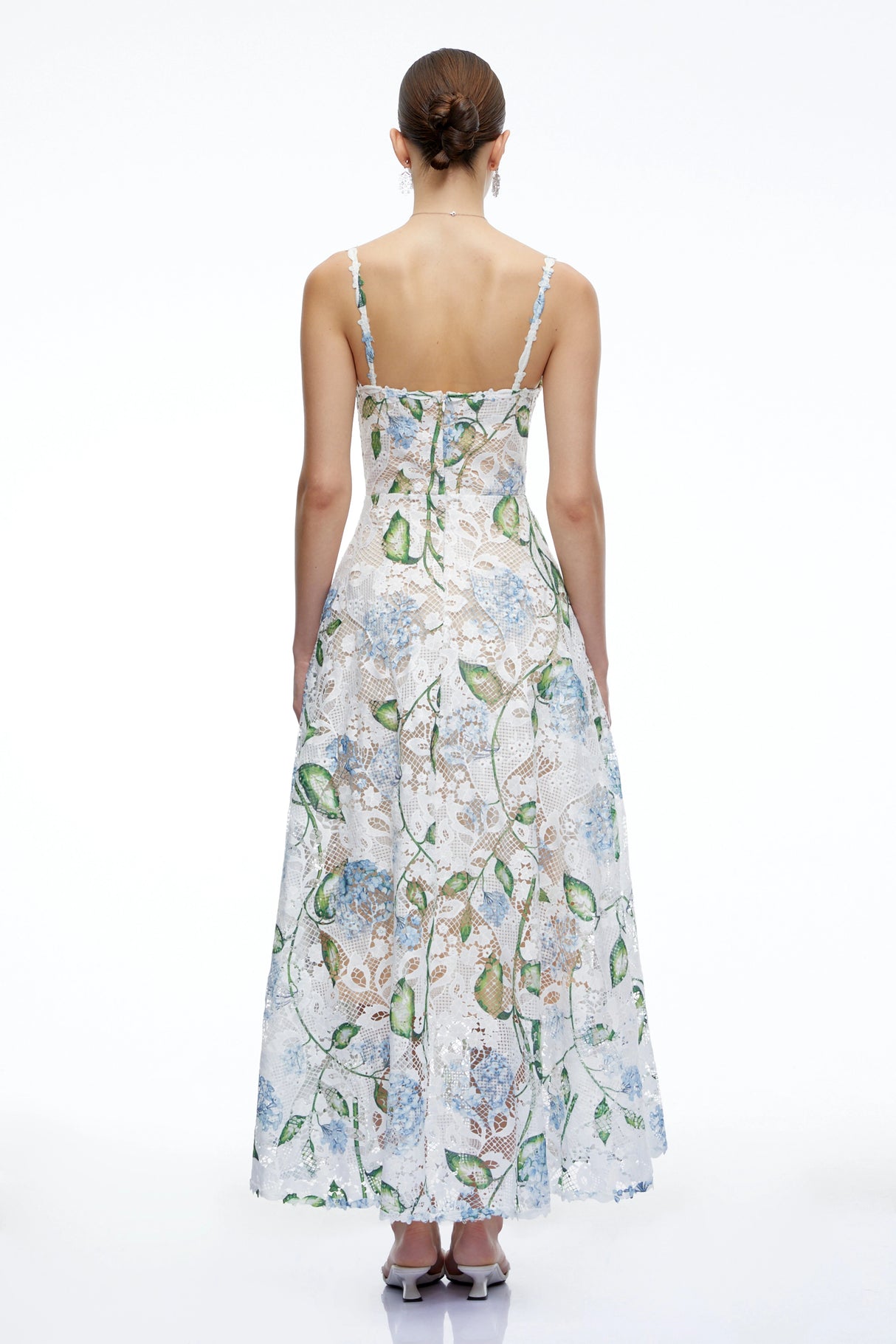 Corisande Blue Floral Lace Maxi Dress
