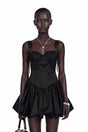 Cornelia Black Sleeveless Puffball Mini Dress