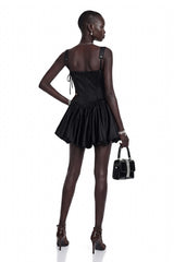 Cornelia Black Sleeveless Puffball Mini Dress