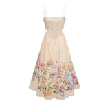 Costanza Midi Dress Floral Print & Cut - Out Neutrals