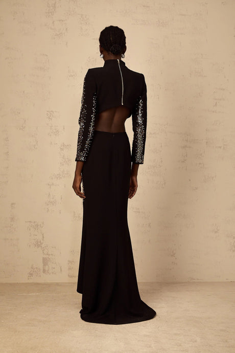 Costanza Top & Skirt Set Sequin Embellished Train Design