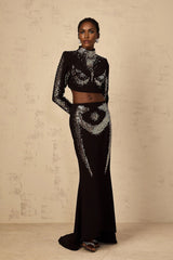 Costanza Top & Skirt Set Sequin Embellished Train Design